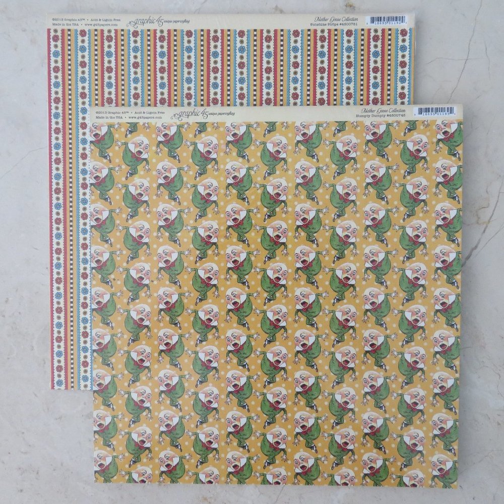 Graphic 45 Mother Goose 12"x12" 25 Sheets of Scrapbook Card Making Paper